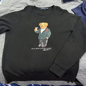 Black POLO BEAR crew neck pullover.